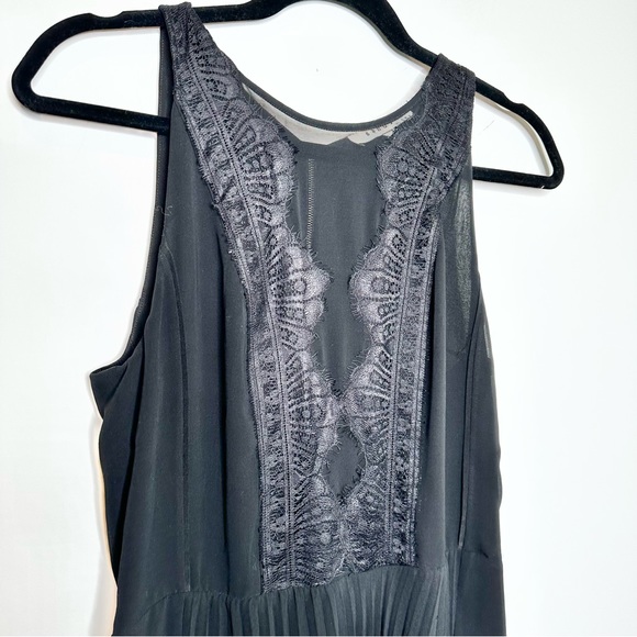 Sandro Black Lace Pleated Midi Dress - Picture 3 of 9